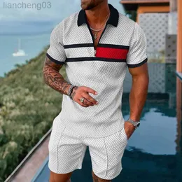 Testros masculinos Trechos Summer Luxury Polo Shirts Shorts Set Men Brand Male Roupas Male Sleeved Tracksuit de rua Casual casual Camiseta de lapela de lapela W0328