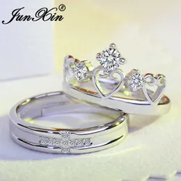 Regulowany pierścionek zaręczynowy mężczyzn i kobiet Junxinanillo z prostym pierścieniem i koroną biżuteria ślubna najlepszy prezent 8 stylów Z0327