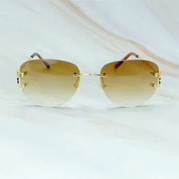 Topp lyxdesigner solglasögon 20% rabatt på Rimless Women Fashion Vintage Glass Wire Rapper Stylish Mens Eyewear Classic Shades