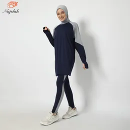 Etniska kläder muslimska sportkläder för kvinna sport hijab islamiska kvinnor modekläder blus blygsam långärmad toppar byxor casual kläder 230328