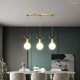 Pendant Lamps Dining-Room Lamp Chandelier Three-Head Long Dining Room Creative Personality Atmosphere LED Modern Minimalist Lighting