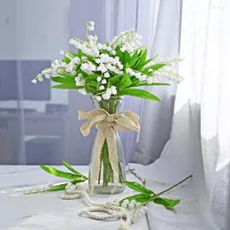 Decorative Flowers 6pcs/set Artificial Bellflower Lily Of The Valley FlowerFake Flower Plastic Home Soft Decoration Plant Wall Wedding