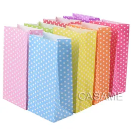 10 adet hediye sargısı bolsa de papel de alta calidad para regalo bolsas de lunares coloridas de pie 18x9x6cm regalo abierto 50 piezas z0327
