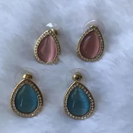 Ohrstecker Großhandel Kpop Mode Rosa/Blau/Weiß Farbe Opal Strass Ohrring/boucle D'oreille Femme/brincos/Koreanisch Trendy