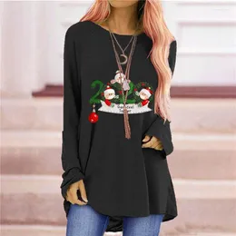 Camicette da donna stampa natalizia femminile felpa a maniche lunghe camicetta pullover casual pullover autunno inverno con cappuccio caloroso tops ciotto