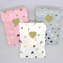 10 PC Gift Wrap Bolsa de Recuerdo Boda 12 Piezas Aniversario Regalo Galletas Caramelo Papel Aluminio Rosa Y Dorado Corazn Z0327