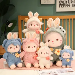 Kawaii Transform Rabbit Doll Plush Toy Cute Elephant Piglet Dinosaur Lamb Transform Doll Children's Bedion Companion Doll