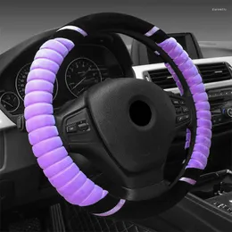 Housses de volant en peluche couverture de voiture chaude hiver velours flocage poignée 15 "poignée moelleuse ensemble rouge violet