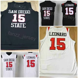 San Diego State College 15 Kawhi Leonard Jerseys Basketball University Shirt All Stitched Team Color Black White For Sport Fans Breattable Shirt Embroidery NCAA