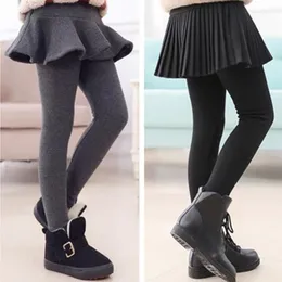 Pantskirt Calda spessa primavera autunno inverno bambini adolescenti ragazze della scuola gambe bambini pantaloni di pelle pieghettati pantaloni per bambini ragazze gambe lunghe 230329