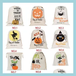 Weihnachtsdekoration Halloween Süßigkeitentüte Geschenksack Leckerei oder Trick Kürbis Bedruckte Leinwand Big Bags Party Festival Dstring Drop Deliv Dhxnd