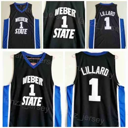 Weber State College Damian Lillard Jersey 0 Man Basketball University Shirt All Sitched Team Color Black for Sport Fans Cotton Pure Pure Sewn للبيع NCAA