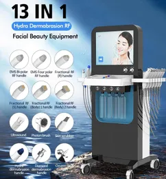 Professionell 13 i 1 Microdermabrasion Facial Machine H2 O2 Aqua Hydro Dermabrasion Ems RF Skin Rejuvenation Freckle Borttagning Oxygen Jet Peel Beauty Equipment