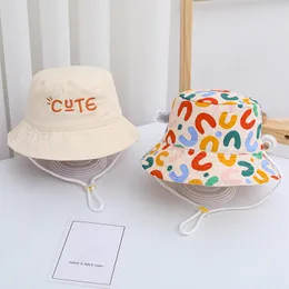 Caps Hats Topi Ember Bayi Dua Sisi Panama Nelayan Anak Laki Laki Perempuan Bordir Huruf Lucu Surya Anak Luar Ruangan Musim Panas 230328