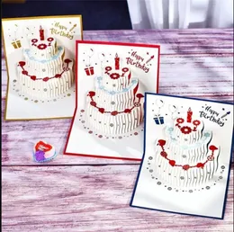 UPS wenskaarten 3D Happy Birthday Cake Pop-up cadeau voor kinderen moeder met envelop handgemaakte geschenken I0329