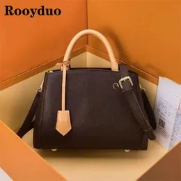 Rooyduo High Quality designer Handbags Millionaire Leather handbags Bags Purses Ladies Embossing Shoulder Bag Cross body Brown flower Bag Size 32x15x25cm