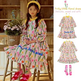 Kız Elbiseleri Kızlar Elbise 2023 Bahar Yeni Pembe Dantel Çocuk Elbiseleri Kore versiyonu Moda Sevimli Prenses Etek Çocuk Giysileri P230327