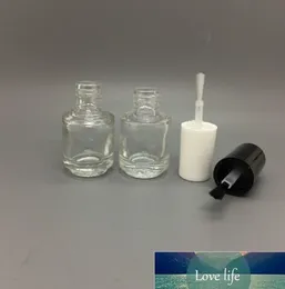 Wholesale 5ml Round Shape Refillable Empty Clear Glass Nail Polish Bottle For Nail Art With Brush Black Cap white caps factory outlet