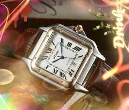 Crime Premium Herren Square Roman Tank Watch 40mm Quarzwerk Male Time Clock Watch Echtes Lederband Saphirglas relogio masculino Armbanduhr