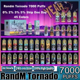 Auténtico RandM Tornado 7000 Puffs Cigarrillos electrónicos desechables Pod Device Kit 1000mAh Batería recargable 14ml Pods precargados Cartuchos Vape Stick Pen r y m vape