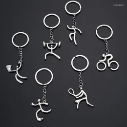 Keychains Creative Metal Sports Logo Keychain Bicycle Running Weightlifting Football Basketball Small Presents