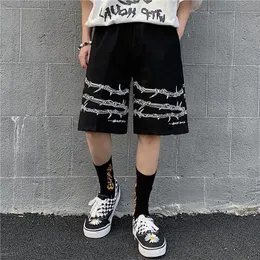 Męskie szorty Harajuku Streetwear Iron Cain Wzór Jogger Shorts Mężczyźni i kobiety Hip Hop Shate Board Shorts Summer Elastyczne Talia 230329