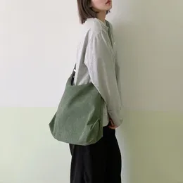 Worki wieczorowe Kobiety Paski Corduroy Prosty płótno Zipper Crossbody Torka na ramię Eco Tress Torebki dla dziewcząt na studia 230329