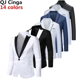 Mäns kostymer blazrar Stylish Men's Blazer Casual Slim Fitness Formell One Button Office Suit Blazer Coat Top White Suit Jacket Masculino Blazers Men 230329