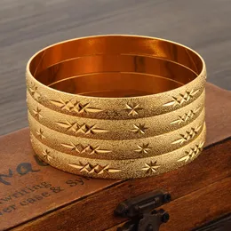 Bangle 24k 65mm Dubai Bröllopsband för kvinnor Etiopiska smycken Guld Färgarmband Födelsedagspresenter Bangle Bangle Bangle