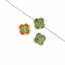 50pcs Enamel Flower Charms Beads Accessories Metal Spacer Beads For Jewelry Making Diy Necklace Bracelet Craft