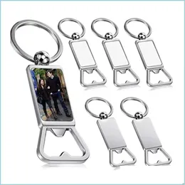 Party Favor Sublimation Blank Beer Bottle Opener Keychain Metal Heat Transfer Corkwrew Key Ring Housual Kitchen Tool Drop Deliver DHVK2