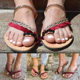 Sandals Women Flip Flop Tassel Beach Flat Open Toe Shoes Female Slip On Summer Outdoor Rome Retro Style Slippers