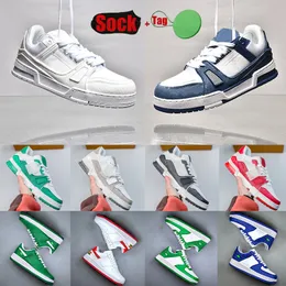 2024 Designer Luxury Trainers Shoes Lvmh Mens Womens Sneakers Leather Intage präglade Bright White Natural Green Cream Black Bourgogne Purple Casual Platform Cool S