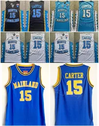 Kolej Basketbol Lisesi Vince Carter Jersey 15 Kuzey Carolina Tar Heels Üniversitesi Florida Daytona Beach Anakara Siyah Mavi Beyaz Takım Tüm dikişli NCAA