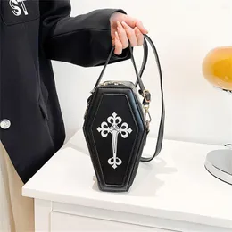 Abendtaschen Y2k Retro Gothic Umhängetasche für Damen Handtaschen und Geldbörsen Kreuz Umhängetasche Sargform Punk Thema Party