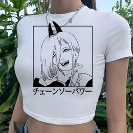 女性用TシャツチェーンソーマンYK2ゴスクロップトップガールグラフィックマンガ2000年代美学Tシャツ服