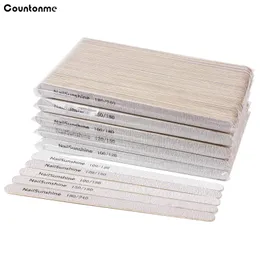 Nail Files 200Pcs/Lot Wood Strong Thick Stick 100/180/240 Grit Sandpaper Nail Files For Manicure Grinding Straight Buffer Pedicure Tools 230328