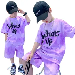 Nueva camiseta de niños de niños set de dos piezas ropa de diseño para niños de verano para niños de manga corta de manga corta de cinco pantalones cortos set letras imprimiendo chándal para niños