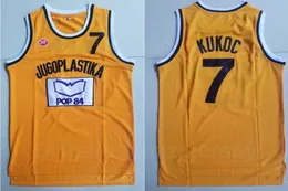 Man Moive Basketball 7 Toni Kukoc Jersey Jugoplastika Split Pop Team Color Yellow Stitched and Embroidery Sport