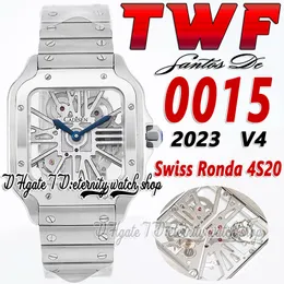 TWF V4 TW0015 MENS WATCE SWISS RONDA 4S20 Кварц Аналоговый механический скелетный набор римские маркеры быстро