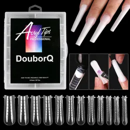 FALSE NAILS 120st Clear Dual Forms Tips Snabb Building Gel Mold Nail System Full Cover Extensions Top Forms