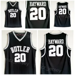 Butler College Gordon Hayward Jersey 20 mężczyzn Koszulka koszykówki. Wszystkie zszyta drużyna kolor czarny dla fanów sportowych oddychają czyste bawełniane sprzedaż NCAA