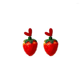 Stud Earrings Classic Imitation Fruit Pattern Red Gradient Cherry Girly Heart Summer Pearl Pendant Lady Party Jewery Gift