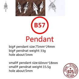 B57 S925 Sterling Silver Pendant Personalized Fashion Simple Couple Creative Sacred Sword Letter Net Red Hip Hop Punk Style Jewelry Lover Gift