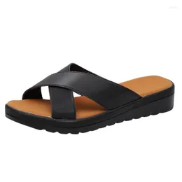 Klänningskor Shujin Women Pu Leather 2023 Summer Comfy Platform Flat Sole Ladies Casual Soft Big Simple Sandal Plus Size 35-43