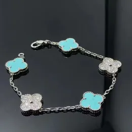 2023 Luxury Clover chain Designer Bracelet Mother of Pearl 18K Gold Brand Love Bangle Charm Bracelets Shining Crystal Diamond Jewelry for women