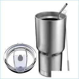 Other Drinkware Stainless Steel Tumbler Cup With Lid St 30 Oz Double Wall Vacuum Flask Insated Beer Drinking Coffee Wine Mug Water B Dh1Hk