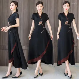 Ethnic Clothing 2023 Chinese Traditional Cheongsam Dress Women Flower Print Wedding Qipao Elegant Party Oriental