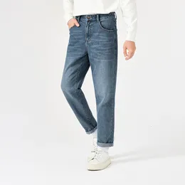 Herr jeans semir jeans män varm slipad liten kon byxor personlighet trend mode koreanska man byxor 230329