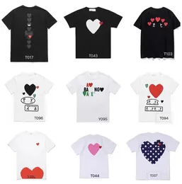 23SS Summer cdgs Mens T-Shirts Play T Shirt Commes Short sleeve Womens Des Badge Garcons Embroidery heart short sleeve Red heart
